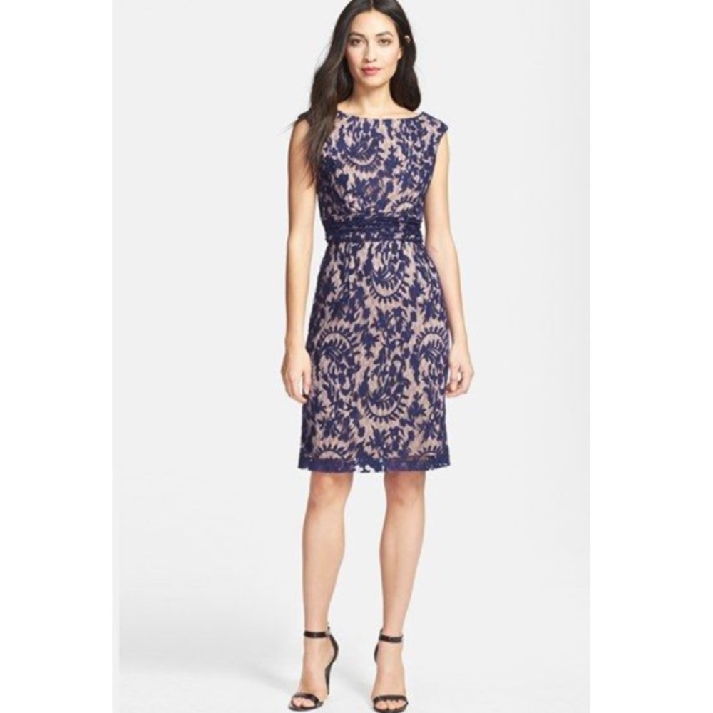 Adrianna Papell Blue Lace Dress